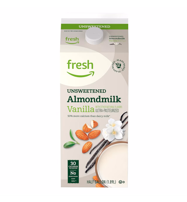Fresh Brand – Vanilla Unsweetened Almondmilk, 64 fl oz (Previously Happy Belly)