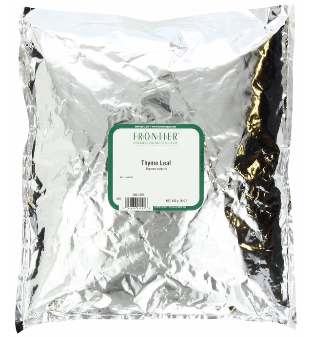 Frontier Co-op Fancy Thyme Leaf, Whole, 1-Pound, Add Warmth & Pungency to Marinade, Veggies, Stews and Cheese Dishes