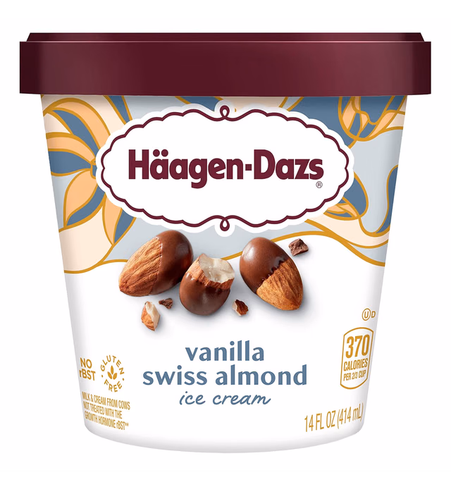 Haagen-Dazs, Vanilla Swiss Almond Ice Cream, 14 Oz (Frozen)
