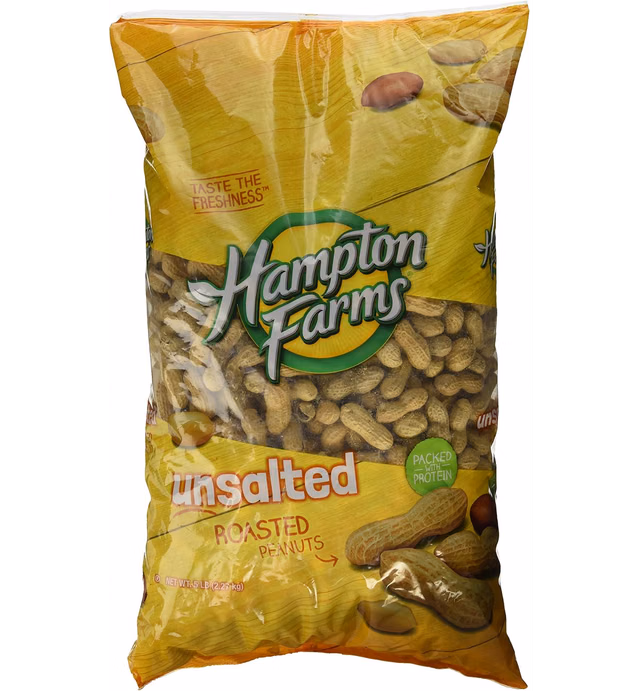 Hampton Farms No Salt Roasted In Shell Peanuts, 5 lb. Bag