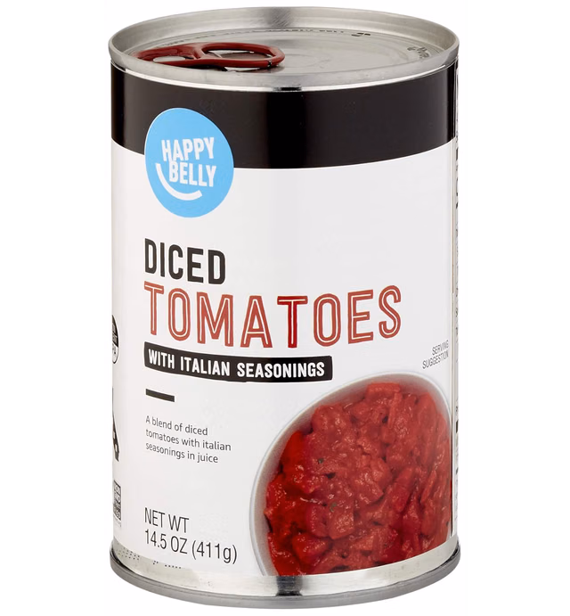 Amazon Brand - Happy Belly Diced Tomatoes, with Italian Seasonings, 14.5 Ounce