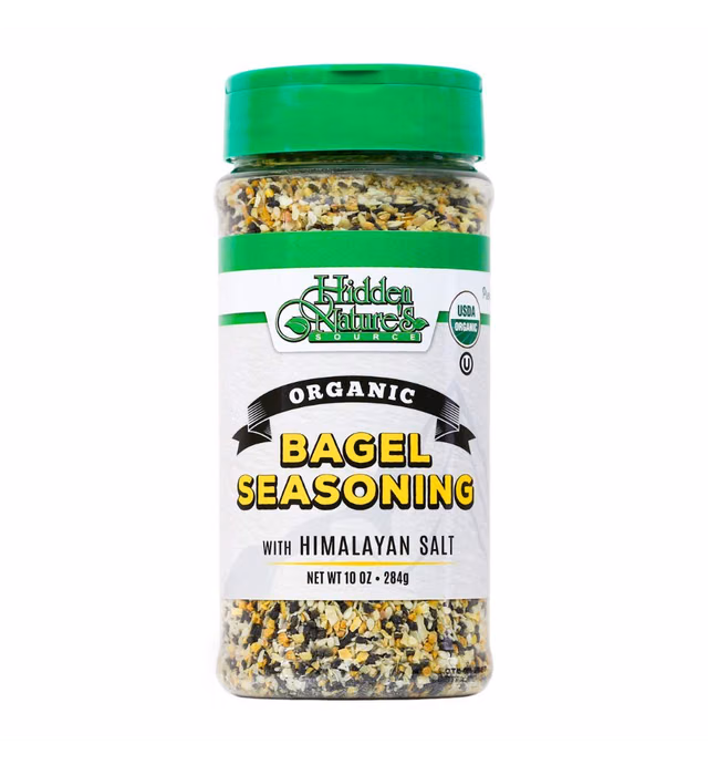 Organic Everything Bagel Seasoning Blend: Himalayan Sea Salt Sesame & Dried Poppy Seeds - Kosher Toppings and Spices with Seasonings of Garlic & Onion (Bottle 10oz)