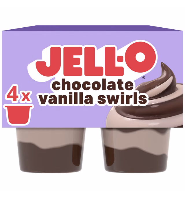 Jell-O Original Chocolate Vanilla Swirls Pudding Cups Snack - 15.5oz/4ct