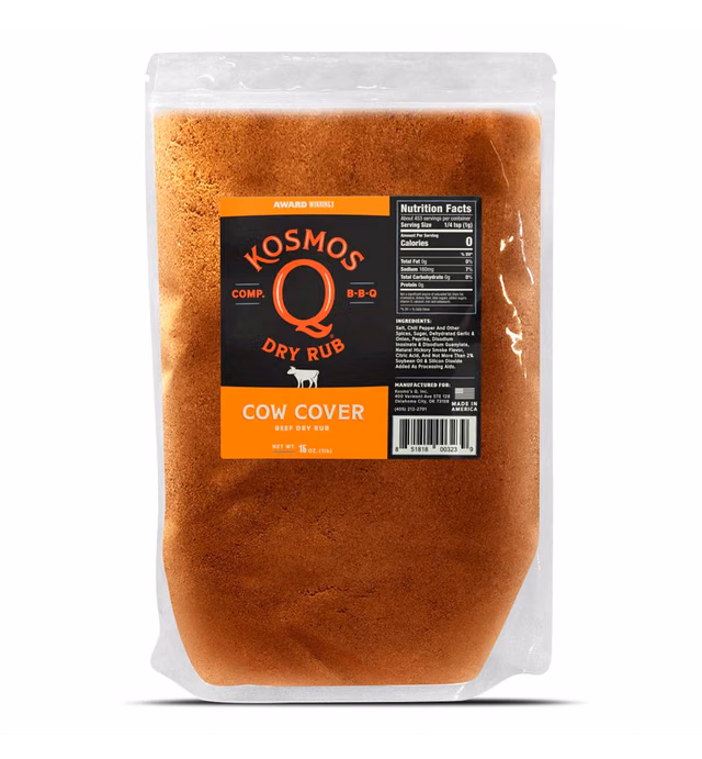 Kosmos Q Cow Cover BBQ Rub | Savory Blend | Great on Brisket, Steak, Ribs & Burgers | Best Barbecue Rub | Meat Seasoning & Spice Dry Rub | 1 Lb Bag