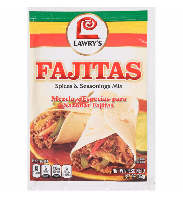 Lawry's Fajita Seasoning Mix,1.27 Ounce (Pack of 12)