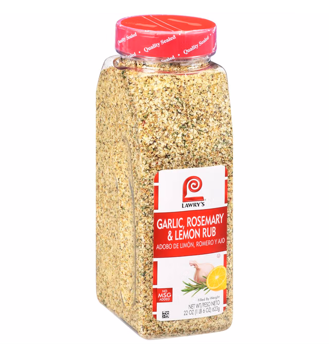 Lawry's Garlic, Rosemary & Lemon Rub, 22 oz - One 22 Ounce Container of Garlic, Lemon and Rosemary Seasoning, Made for Chefs to Use on Chicken, Fish, Vegetables and More