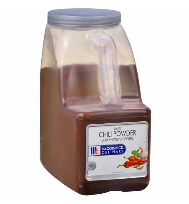 McCormick Culinary Dark Chili Powder, 5.5 lb - One 5.5 Pound Container of Bulk Dark Chili Powder Seasoning for a Sweet, Earthy Flavor, Best on Nachos, Enchiladas, Mexican Dishes and More