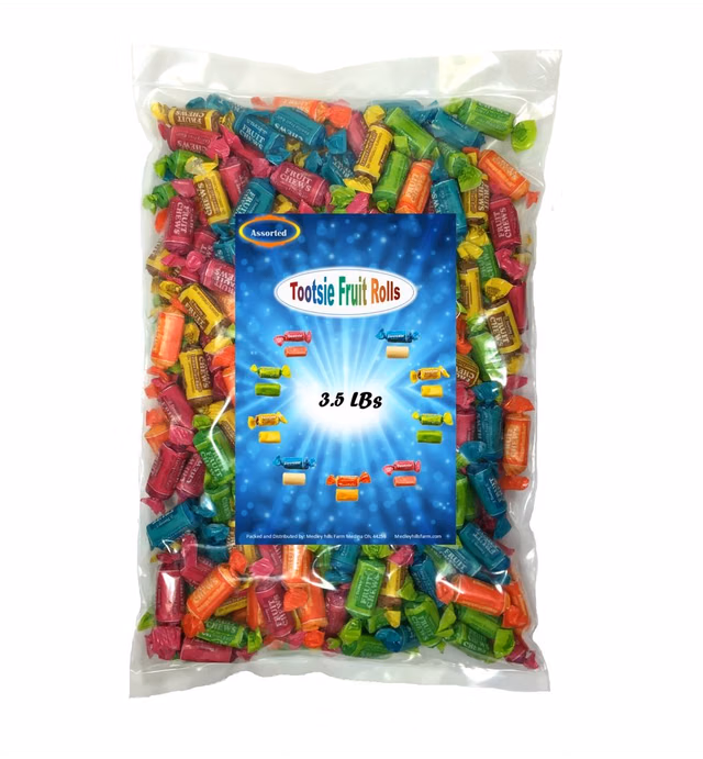 Tootsie Rolls Fruit Chews Assorted Flavors | Chewy Bulk candy individually wrapped | Mixed Fruity Flavored variety Cherry, Lemon, Lime, Orange and Vanilla | 3.5 Lbs