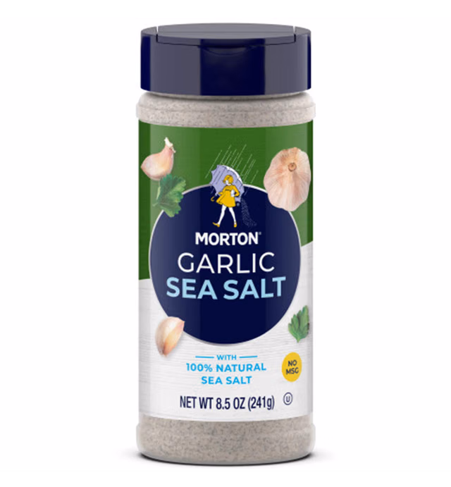 Morton Garlic Sea Salt, 8.5 Ounce Canister (Pack of 12)