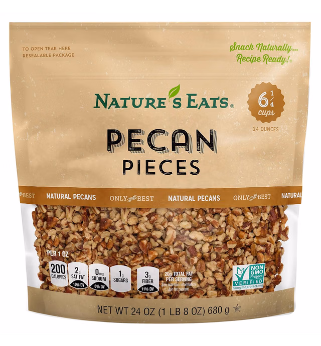 Nature's Eats Pecan Pieces, Natural, 24 Ounce