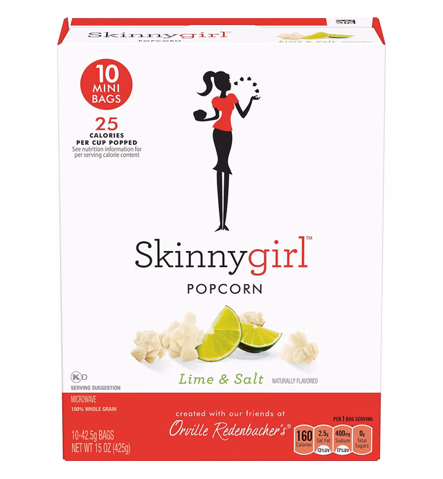 Orville Redenbacher's Skinnygirl Lime & Salt Popcorn, 1.5 oz Mini Bags, 10 ct, Pack of 6