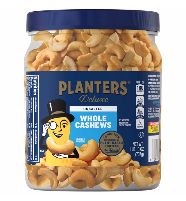 Planters Unsalted Cashews, 1lbs 10 Ounce (Packaging May Vary)