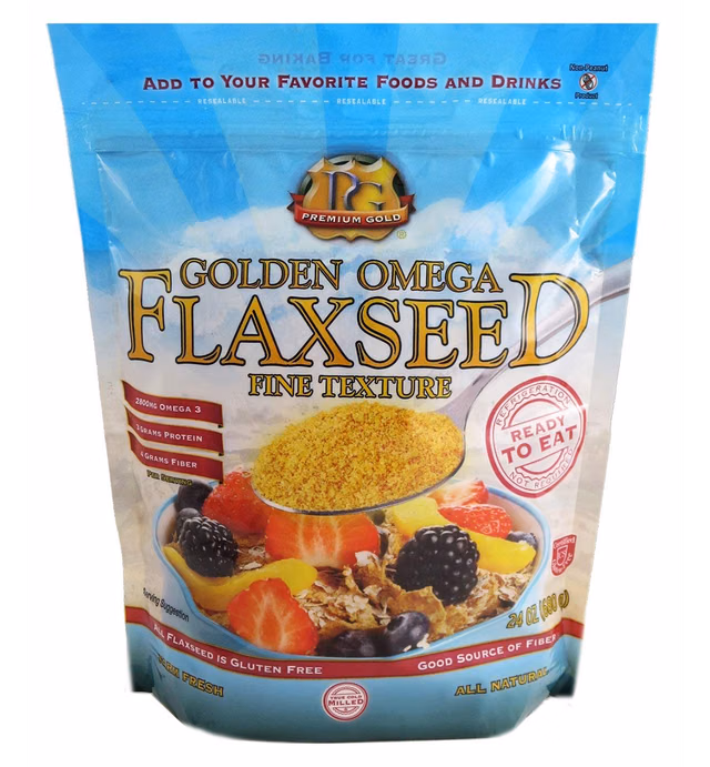 Premium Gold Ground Flax Seed High Fiber Food, Omega 3, 24 Ounce
