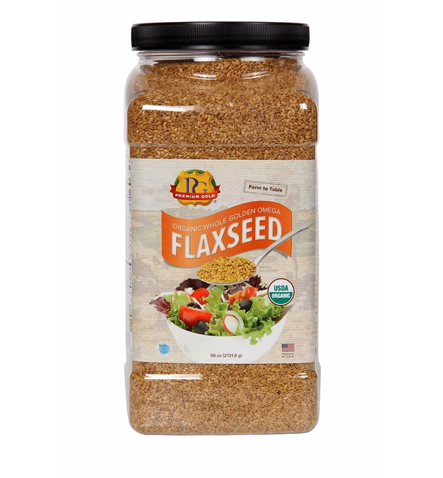 Premium Gold Whole Flax Seed, High Fiber Food, Omega 3, Organic, 96 Ounce