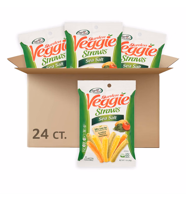 Sensible Portions Garden Veggie Straws, Sea Salt, Snack Size, 1 Oz (Pack of 24)