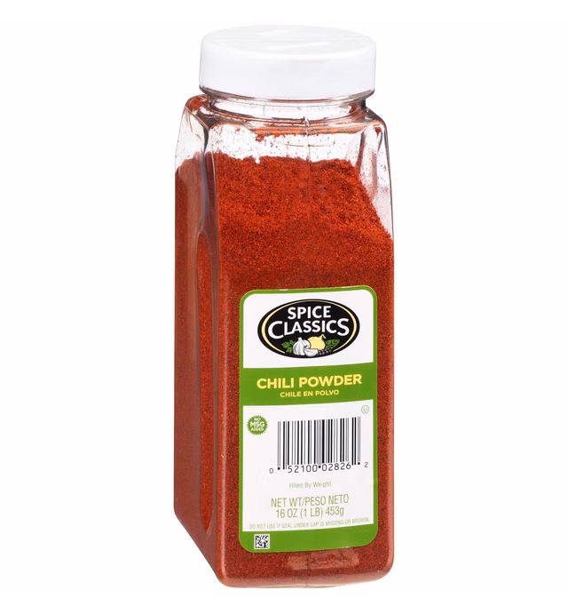 Spice Classics Chili Powder, 16 oz - One 16 Ounce Container of Ground Chili Powder Made from Chili Peppers, Oregano, and Garlic Perfect for Mexican or Southwest-Inspired Dishes