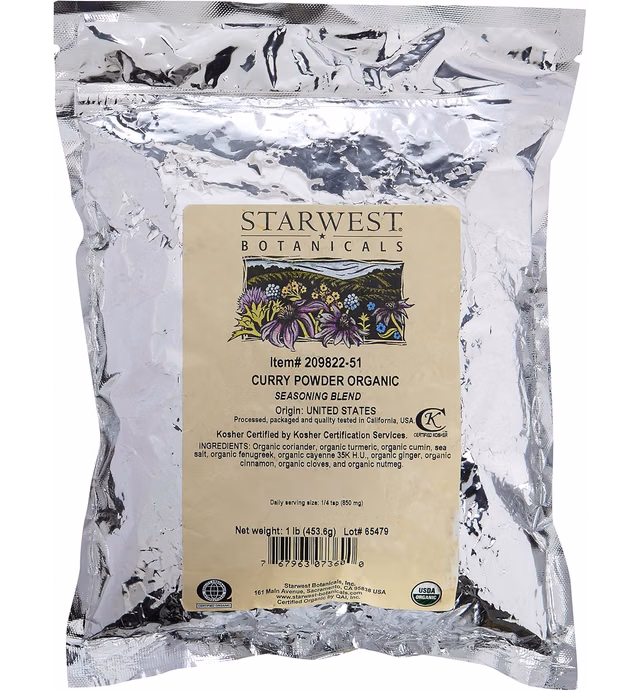 Starwest Botanicals Organic Curry Powder Spice Blend, 1 Pound Bulk Bag