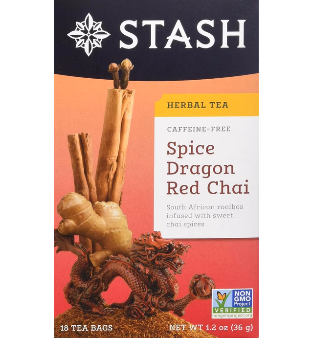 Stash Tea Spice Dragon Red Chai Herbal Tea, Caffeine Free, 18 Bags (Pack Of 6)