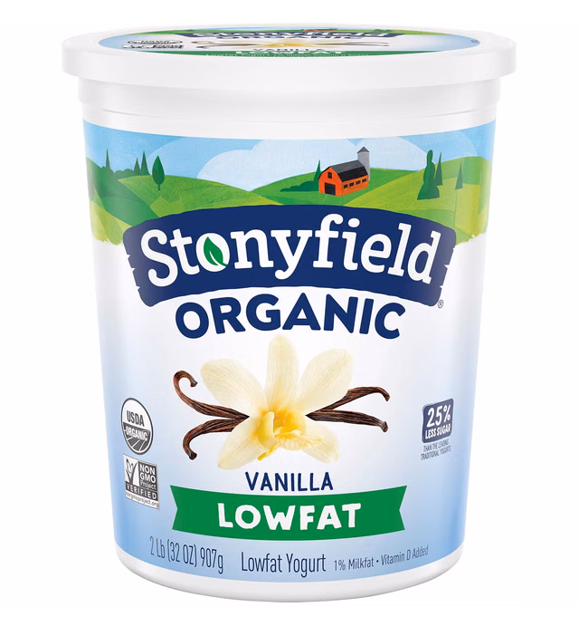 Stonyfield Organic Lowfat Yogurt, Vanilla, 32 oz. – 6g of Protein, Multiserving Yogurt