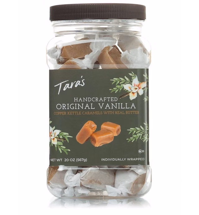 Taras All Natural Gourmet Original Vanilla Caramel: Small Batch, Creamy & Individually Wrapped - Original Vanilla, 20 Oz