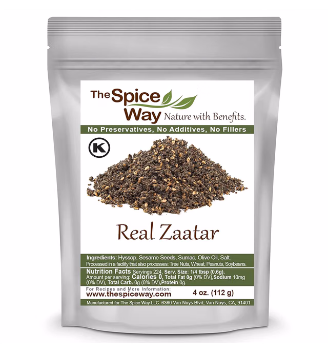 The Spice Way - Real Zaatar with Hyssop spice blend | 4 oz | (No Thyme that is used as an hyssop substitute). With sumac. No Additives, No Perservatives, (Za'atar/zatar/zahtar/zahatar/za atar)
