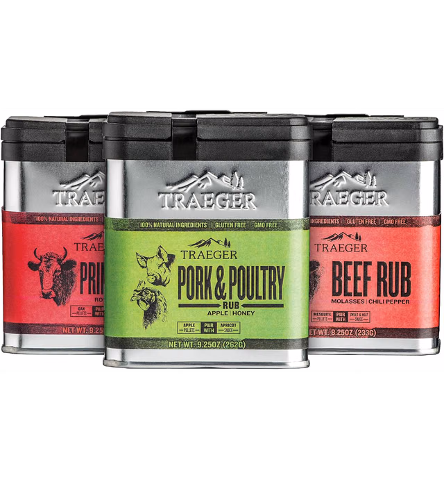 Traeger Grill Holiday Rub Bundle: Pork and Poultry Rub, Prime Rib Seasoning and BBQ Rub, and Beef Seasoning and BBQ Rub
