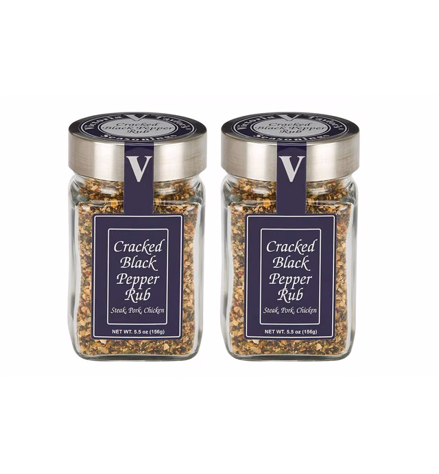 Cracked Black Pepper Rub- 5.5 oz. Jar (Pack of 2) - A classic Montreal Style Steak Seasoning Blend. Use on steak, chicken, pork or vegetables.