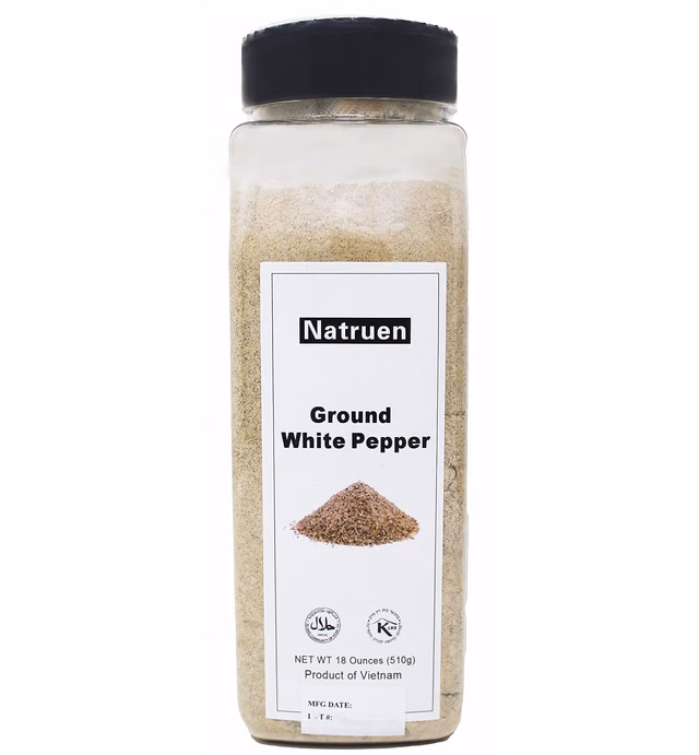 Natruen Ground White Pepper 18 Ounces, Fine Ground, White Peppercorns Powder Ready to Use, All Natural, Non-GMO, Vegan, Gluten Free, Kosher, and Halal