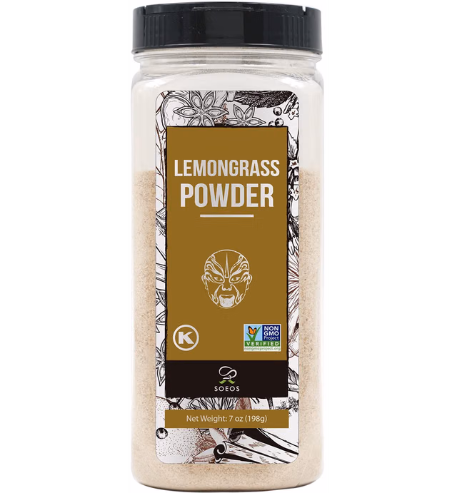 Soeos Lemongrass Powder 7 ounce (198g), Lemongrass Herb, Lemongrass Powder Bulk, Freshly Ground Dried Lemongrass, Natural, Non-GMO Verified, Kosher, Flavorful Herb for Tea