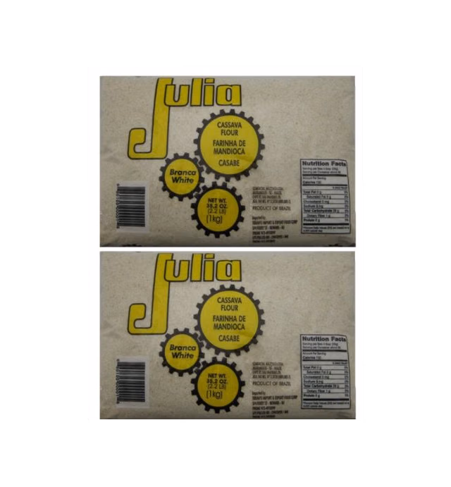 Julia - Seasoned Cassava Flour - 35,2 oz (1kg) [PACK Of 2] | Farinha de Mandioca Casabe | Branca / White