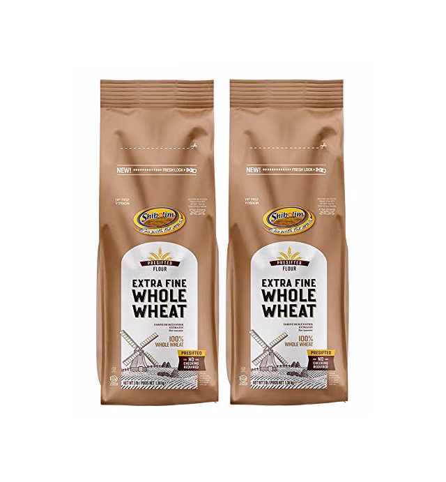 Shibolim, Extra Fine, Stone Ground Whole Wheat Flour, 48oz (2 Pack, Total 6 Pounds ) Resealable Bag, 100% Whole Grain, Presifted, A Premium Quality Product