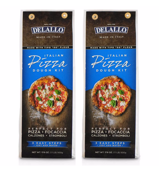 DeLallo Italian Pizza Dough Mix Kit, Includes Yeast, 17.6oz, 2-Pack