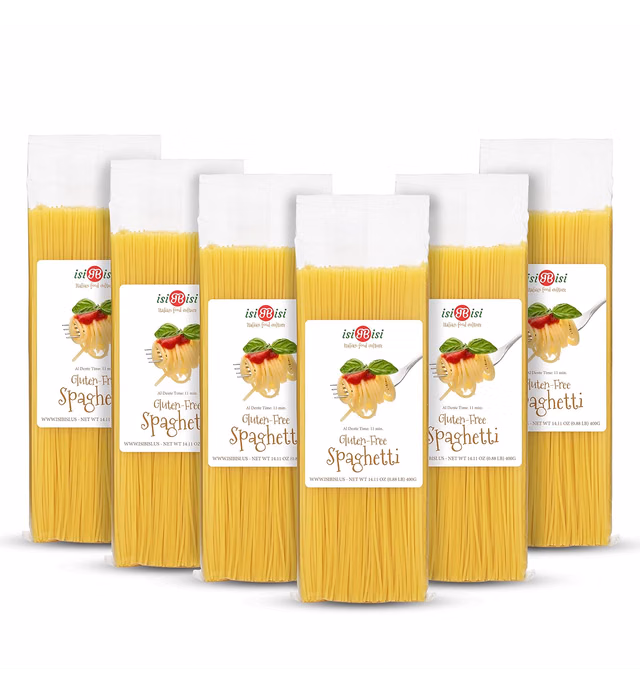 isiBisi Gluten Free Spaghetti Pasta - Organic Pasta Noodles, Authentic Italian Spaghetti - Vegan, Non GMO, Rice and Corn Flour - Made in Italy (6 Pack)