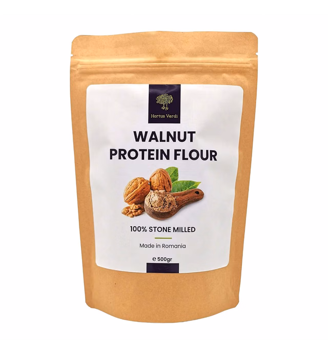 Walnut Flour 16.9 FL Oz / 500 Grams - by Hortus Verdi® 100% Natural EU Origin RAW Vegan 50% Protein Gluten Free Defatted