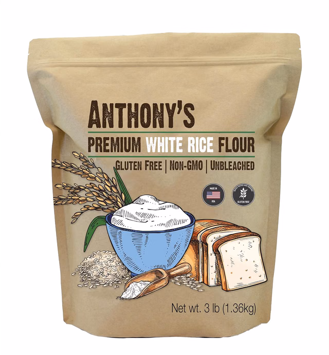 Anthony's Premium White Rice Flour, 3 lb, Gluten Free, Non GMO