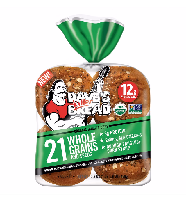 Dave's Killer Bread 21 Whole Grains & Seeds Bun 8Count, 17.6 Oz