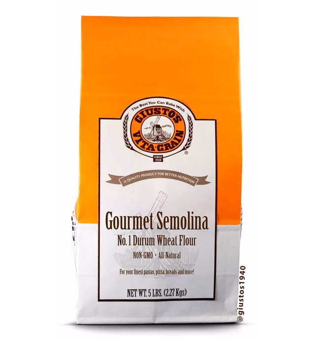 Giusto's Vita-Grain Gourmet Semolina All-Natural No. 1 Durum Wheat Flour, 5lb Bag