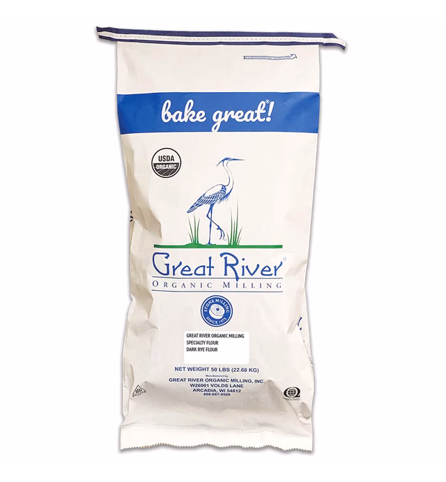 Great River Organic Milling, Specialty Flour, Dark Rye Flour, Stone Ground, Organic, 50-Pounds (Pack of 1)
