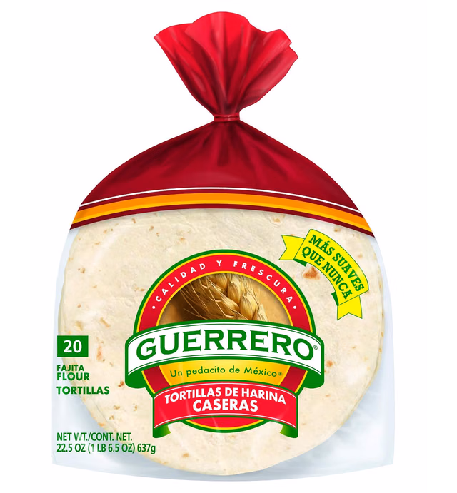Guerrero Caseras Fajita Flour Tortillas, Trans Fat Free, Authentic, Small Size, 20 Count