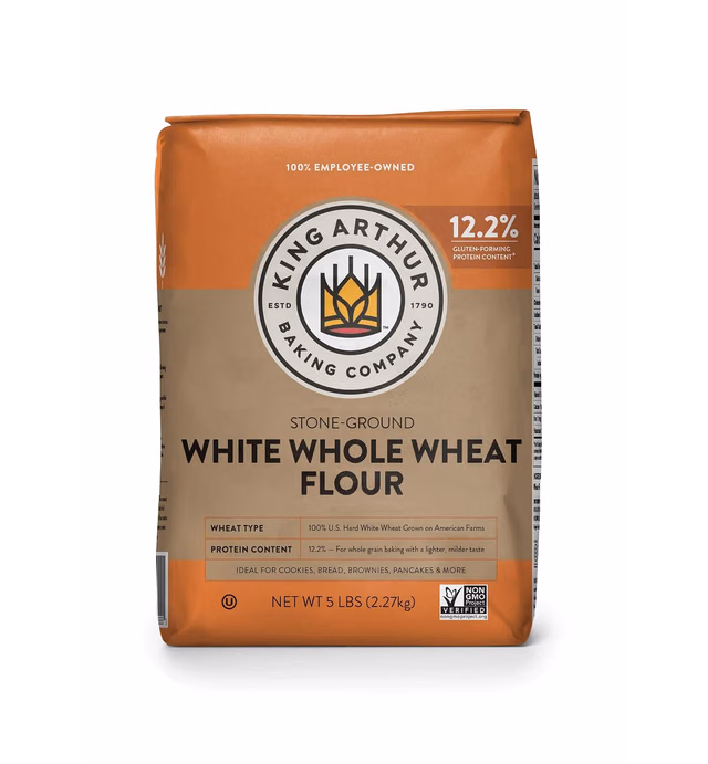 King Arthur, White Whole Wheat Flour, 100% Whole Grain, Non-GMO Project Verified, Certified Kosher, 5 Pounds