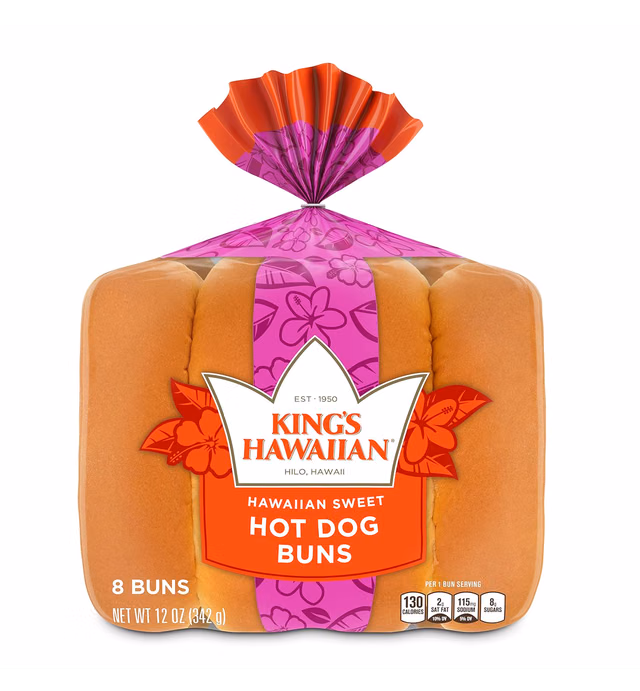 King's Hawaiian Original Hawaiian Sweet Hot Dog Buns, 12 Oz
