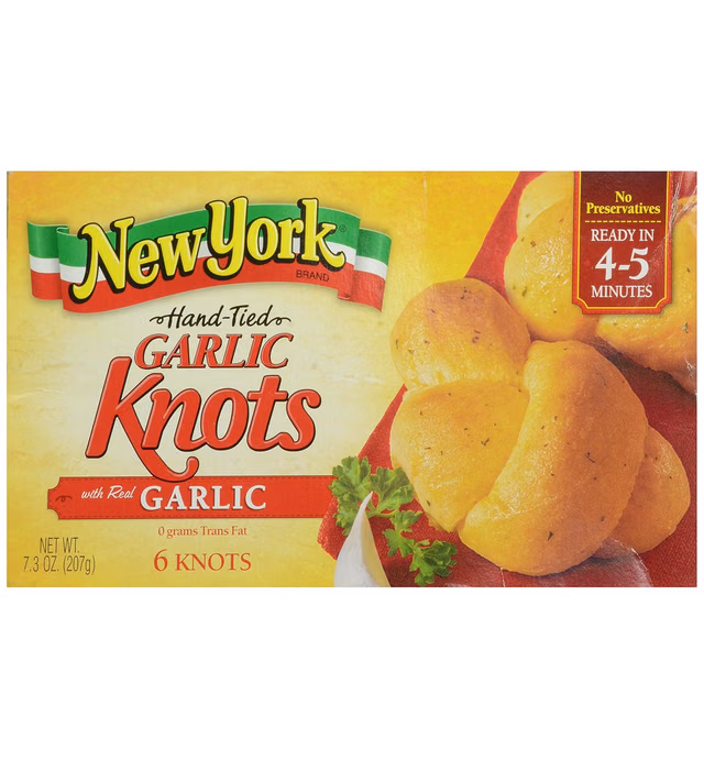 New York Hand-Tied Garlic Knots, 6 knots, 7.3 oz (frozen)