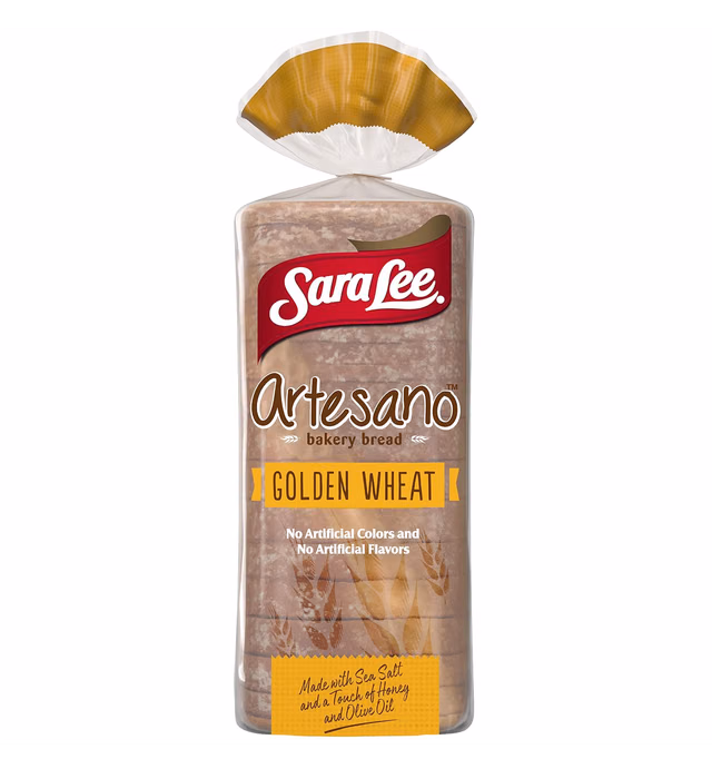 Sara Lee Artesano Golden Wheat Artisan Bread, 20 Oz Loaf of Wheat Bread Without Artificial Preservatives
