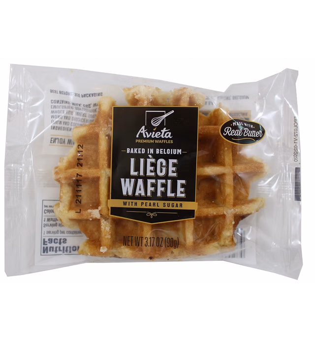 Avieta Belgian Pearl Sugar Waffles, 12 Individually Packed 3.17 Ounce