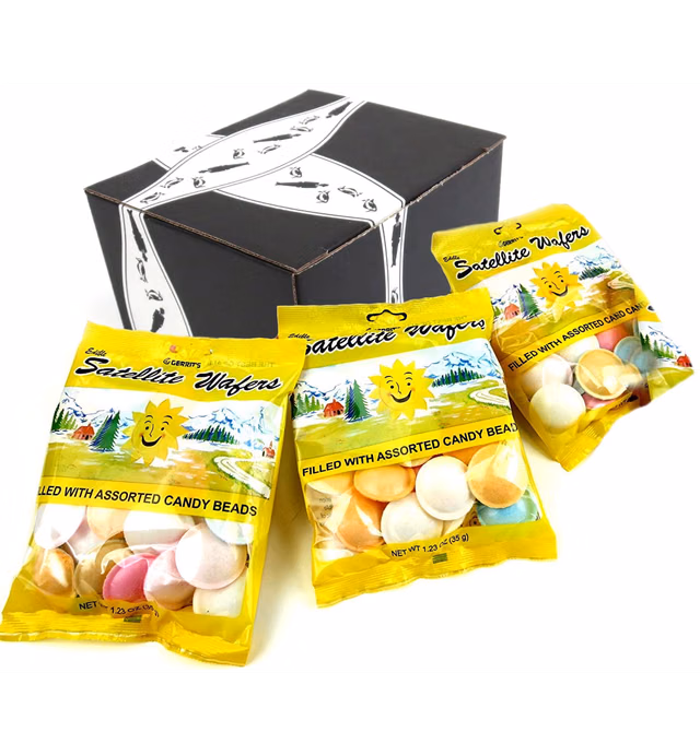 Gerrit's Satellite Wafers, 1.23 oz Bags in a BlackTie Box (Pack of 3)