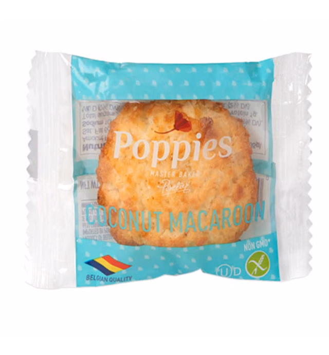 Poppies Belgian Coconut Macaroon, Plain, Non GMO - Gluten Free, Kosher, 40 Pack