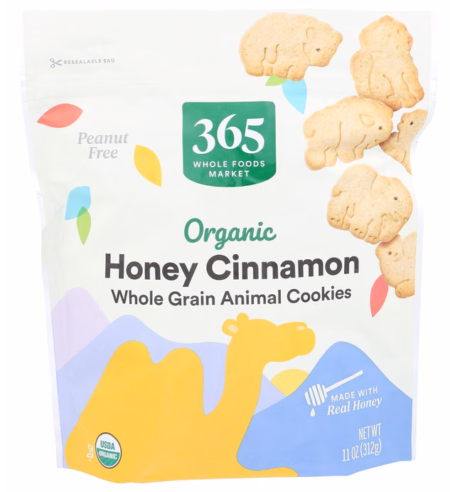 365 by Whole Foods Market, Cookie Animal Whole Grain Honey Cinnamon Organic, 11 Ounce