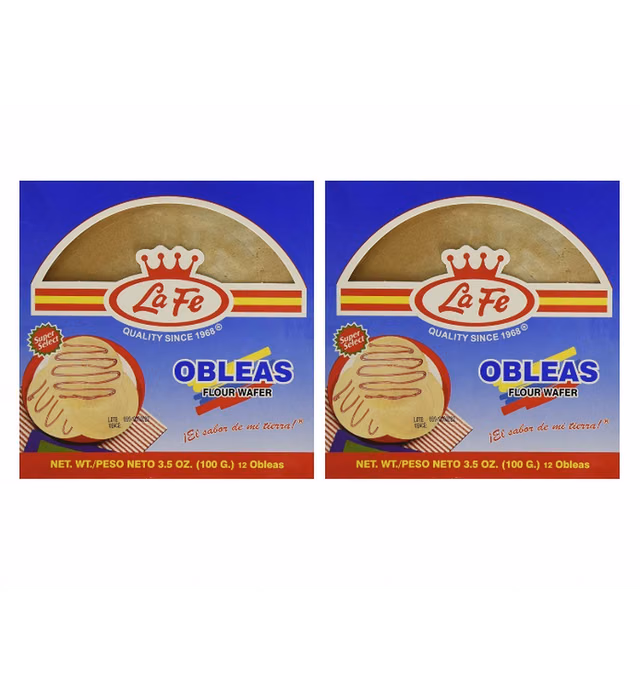 La Fe Obleas - Flour Wafer Delicious Colombian Mexican Venezuelan Snack - Perfect to Spread with Chocolate, Arequipe, Jelly Jam, Caramel - (2 packs, 7.05 oz)