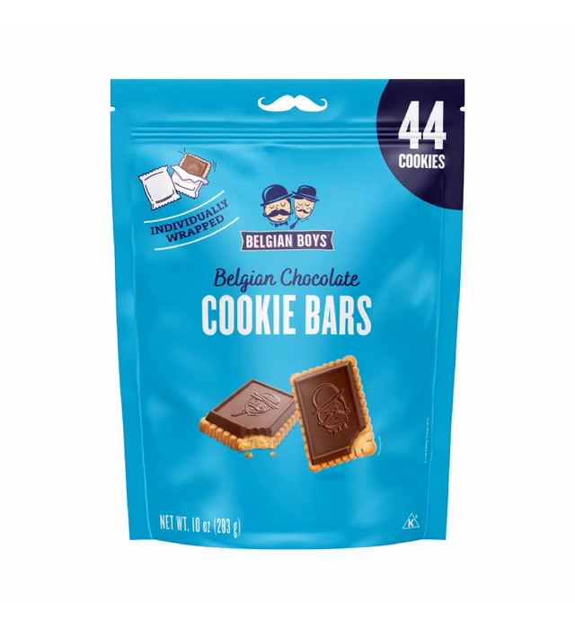 Belgian Boys Chocolate Cookie Bars, Belgian Chocolate Biscuit Cookies, Non-GMO, No Preservatives, Individually Wrapped Treats, Vegetarian Friendly (44 Cookies per Pouch)