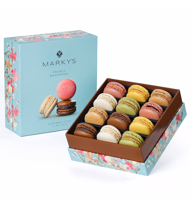 French Almond Macarons Gift Box – 12 PCS – Assorted Macaroons Basket Variety of Flavors Cookies Imported From France - GUARANTEED OVERNIGHT